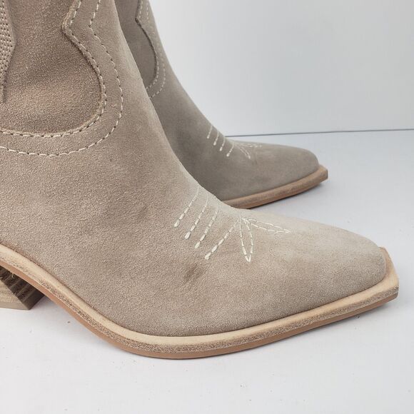 Dolce Vita Samare Western cowgirl tall Boots Suede beige Size 5 - Picture 8 of 16